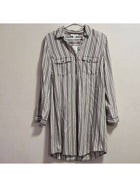 Pure Navy Striped Gray Shirt Dress Size S